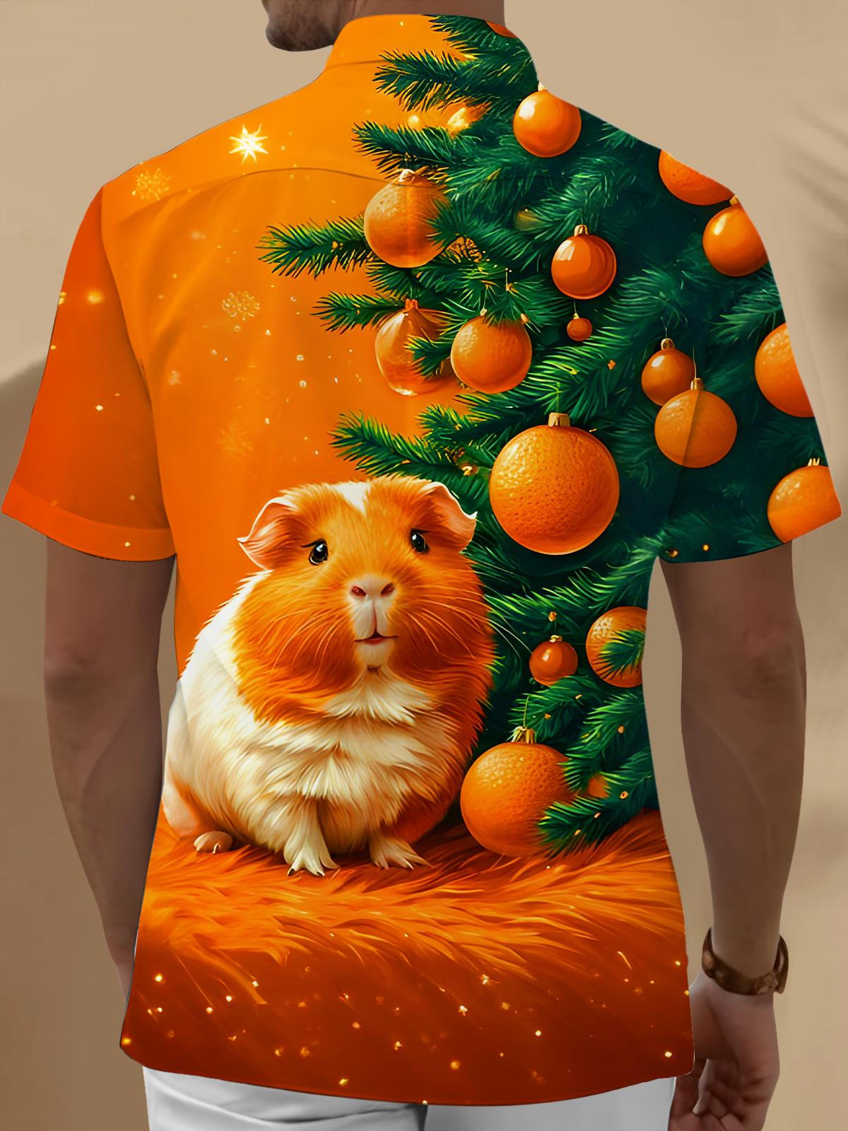 Fun Orange Guinea Pig Men's Pocket Short Sleeve Shirts