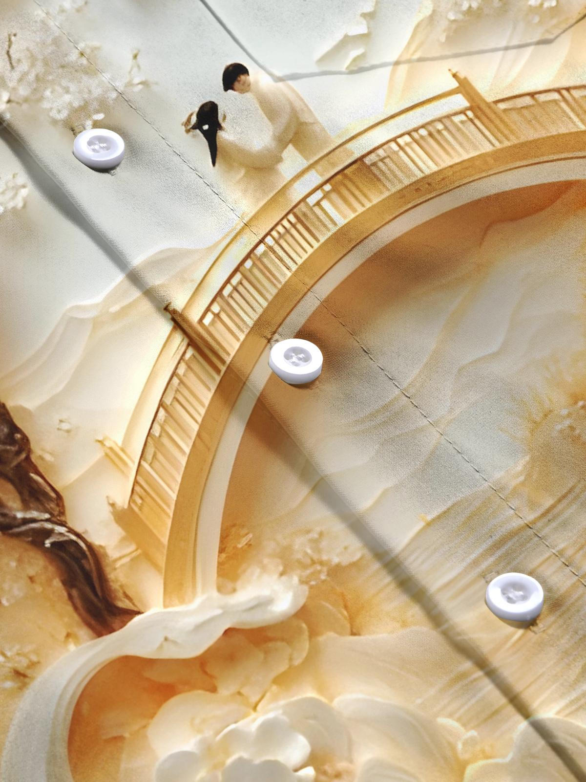 Chinese Traditional Story The Qixi Festival Men's Pocket Short Sleeve Shirts