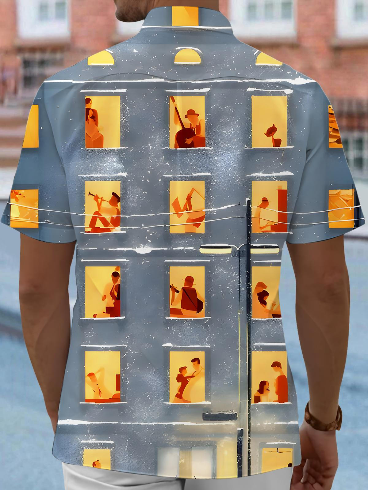 Winter Window Music Men's Pocket Short Sleeve Shirts