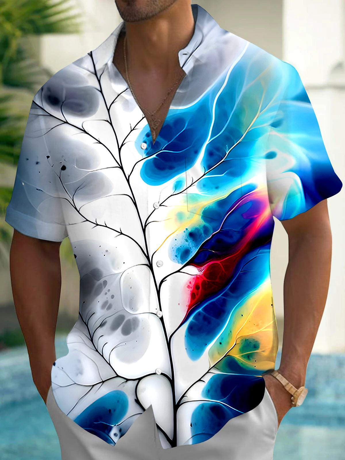 Abstract Men's Pocket Short Sleeve Shirts