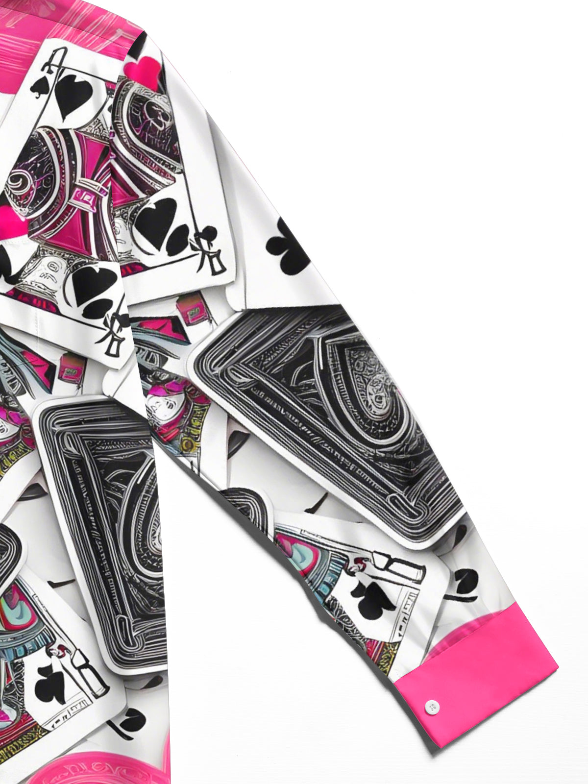 Poker Print Men's Pocket Long Sleeve Shirts