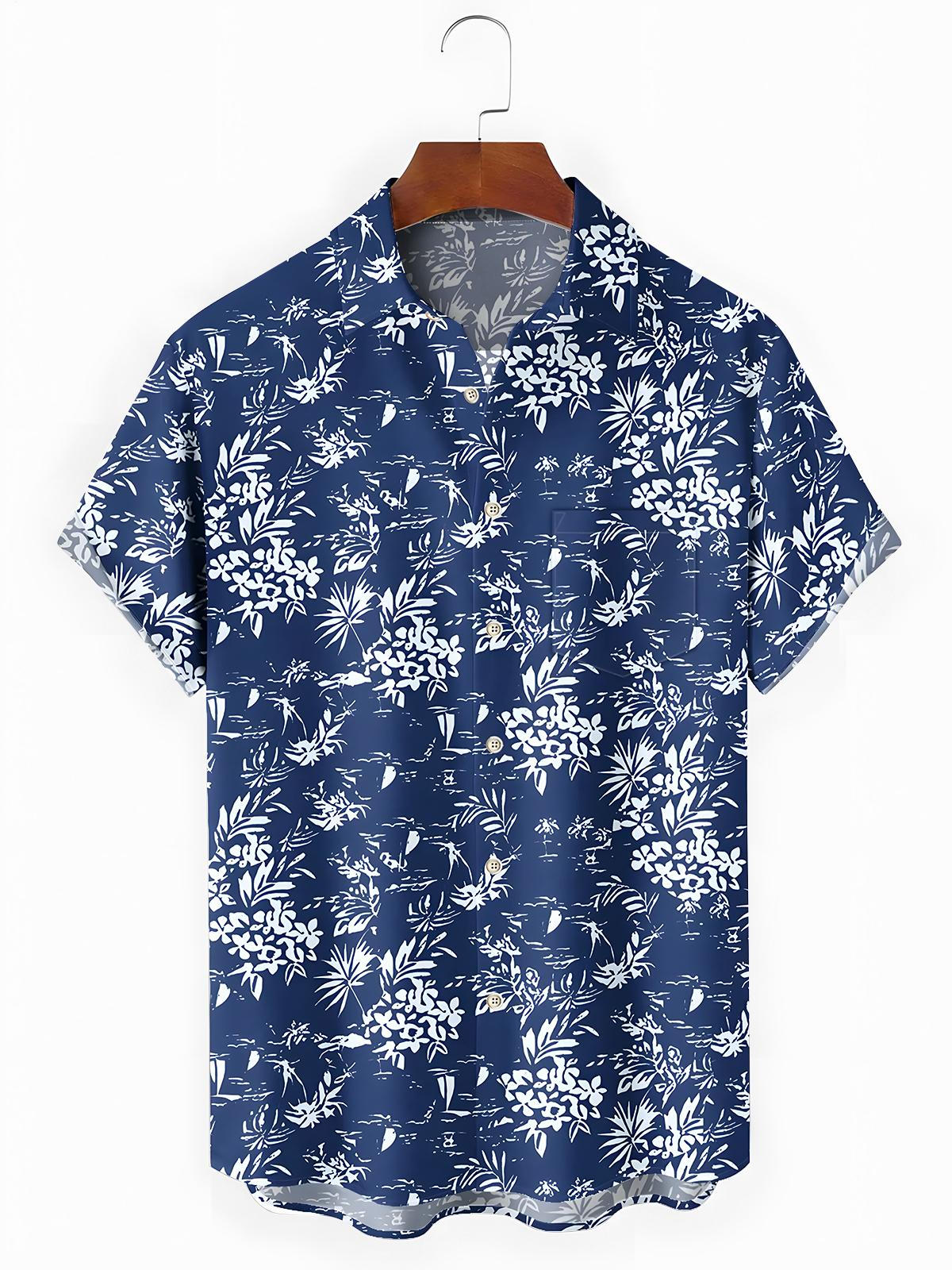 Floral Men's Pocket Short Sleeve Shirts