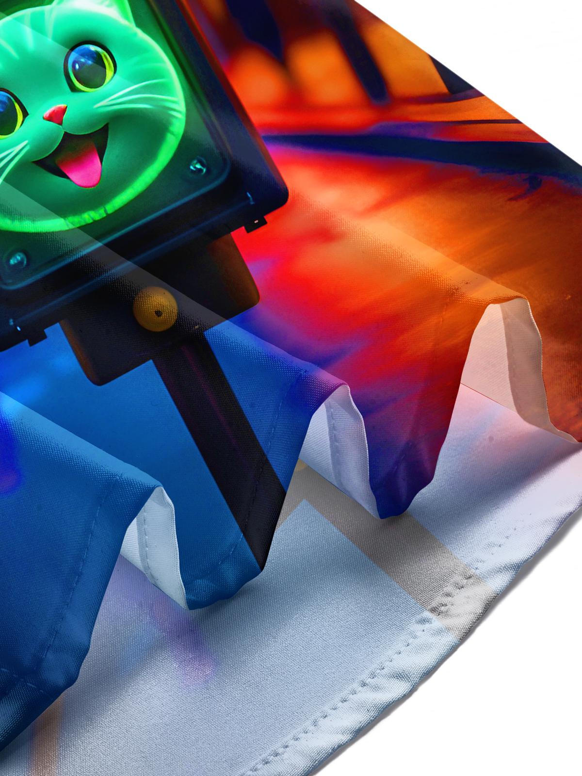 Funny Traffic Lights Cats Men's Pocket Short Sleeve Shirts