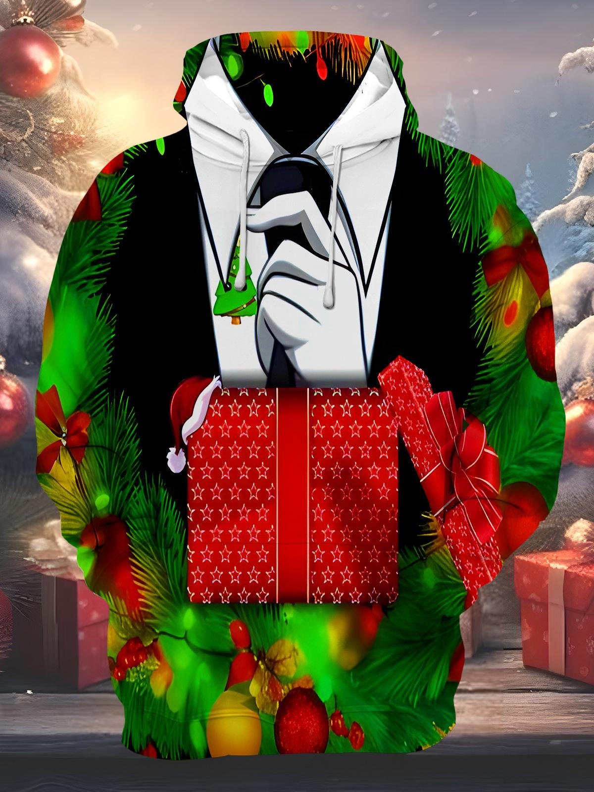 Funny Christmas Gifts Xmas Men's Long Sleeve Pocket Hoodies