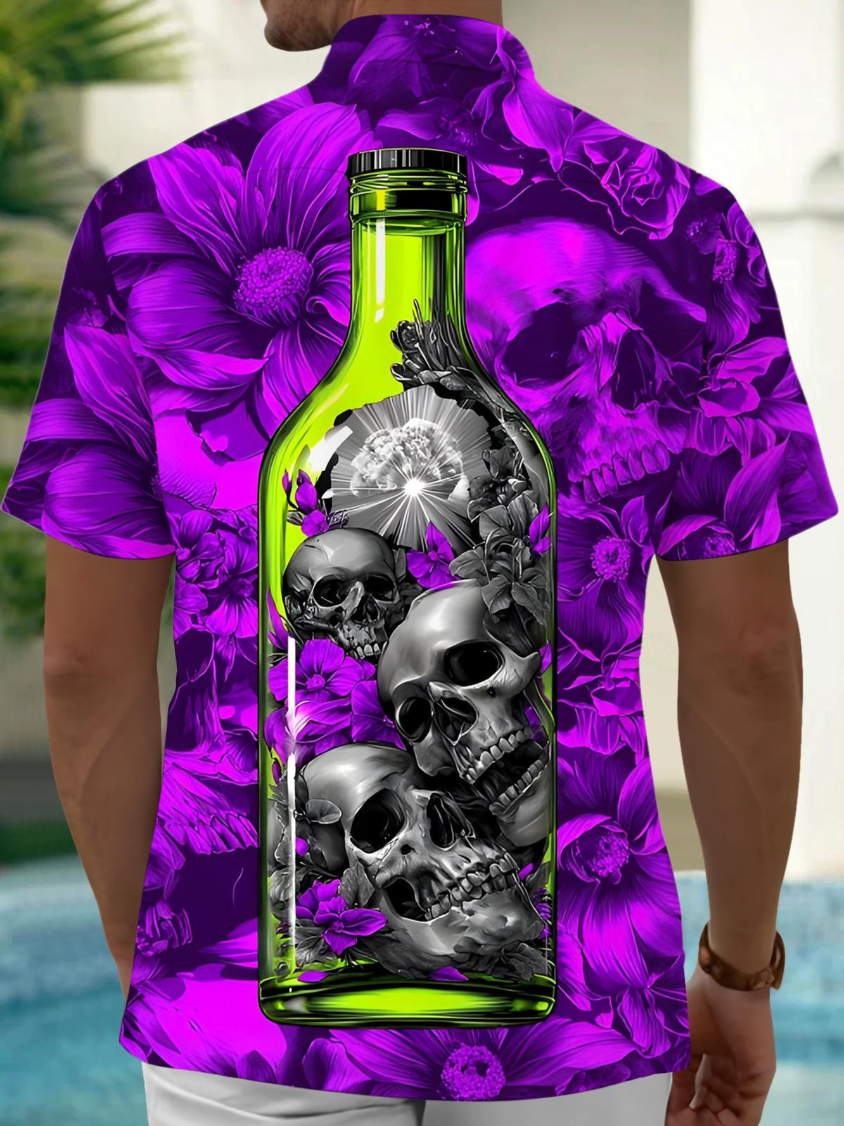 Skull Bottle Men's Pocket Short Sleeve Shirts
