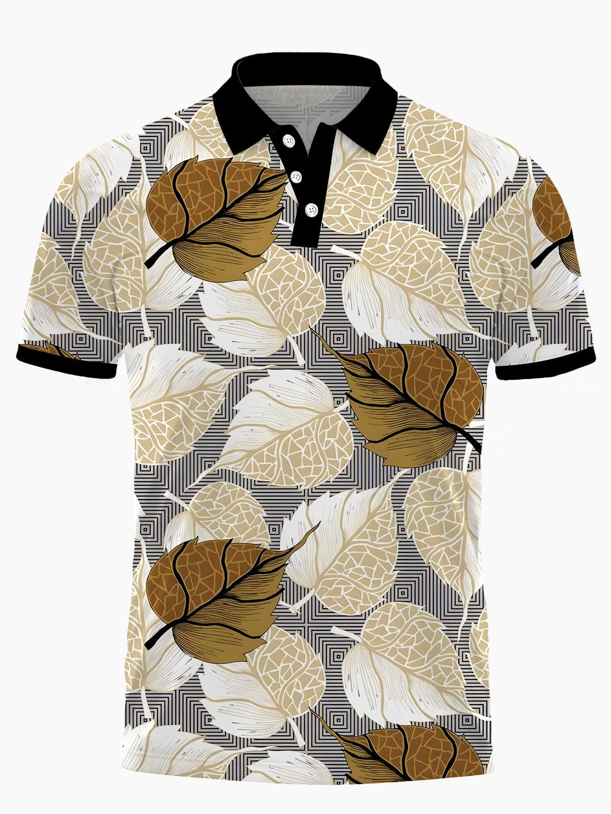 Leaf Men's Short Sleeve Button Polo Shirt