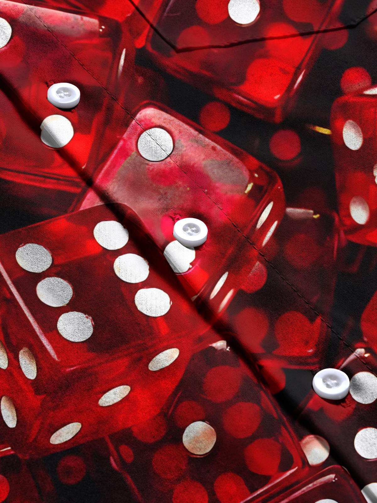 Dice Print Men's Pocket Short Sleeve Shirts