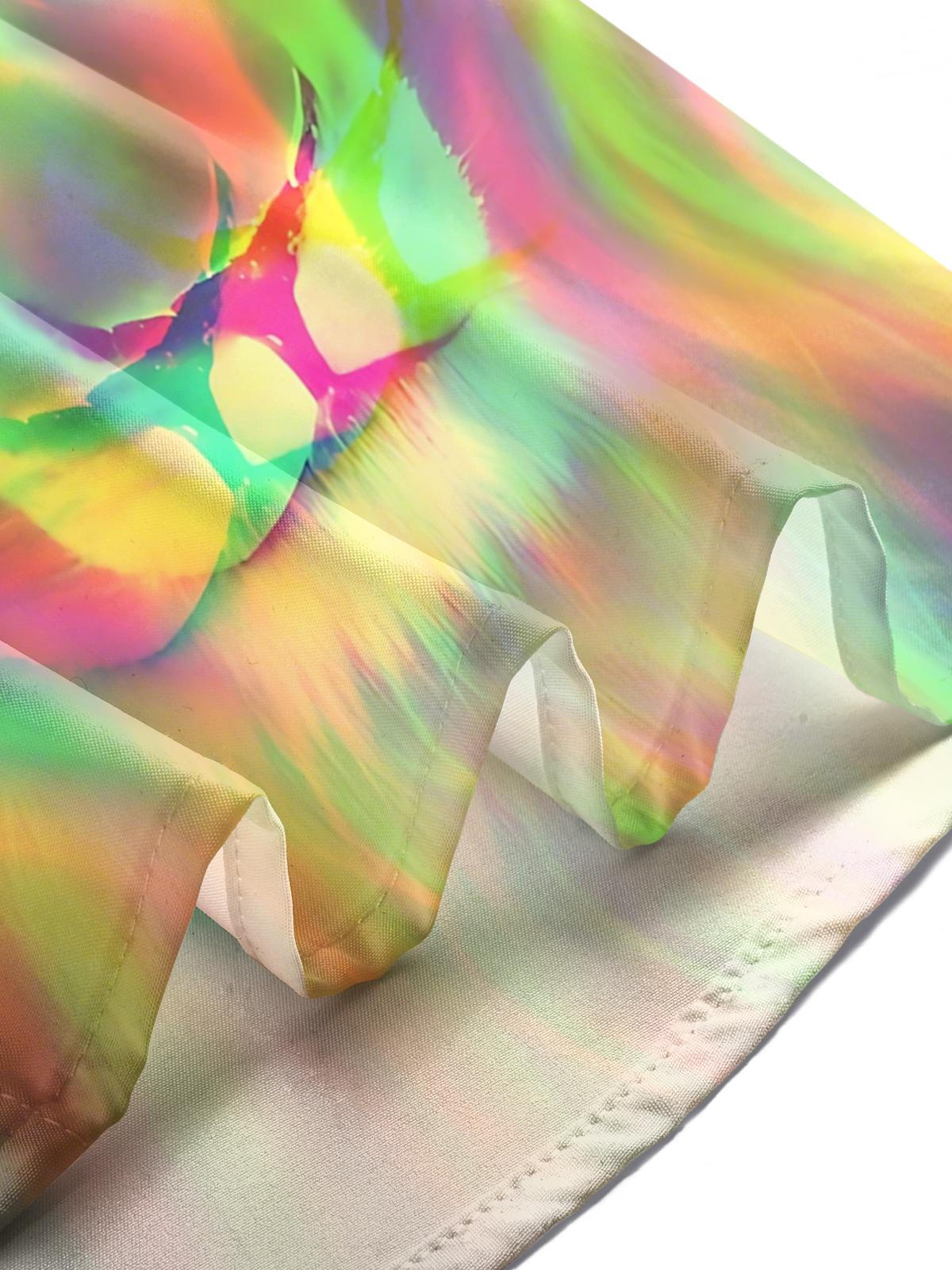 Gradient Lion Print Men's Pocket Short Sleeve Shirts