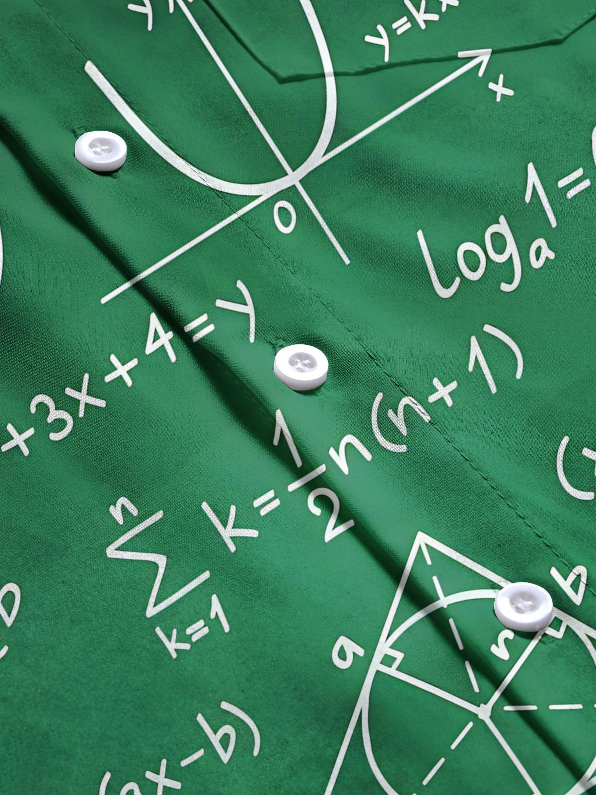 Mathematical Equation Print Men's Pocket Short Sleeve Shirts