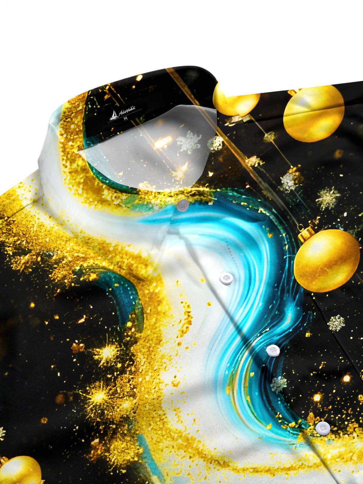 Art Glittering Gilded Light Ball Men's Pocket Short Sleeve Shirts