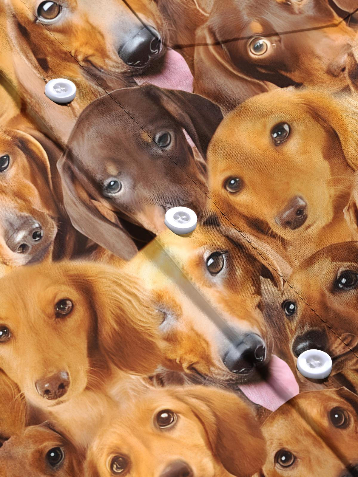 Dog Print Men's Pocket Short Sleeve Shirts