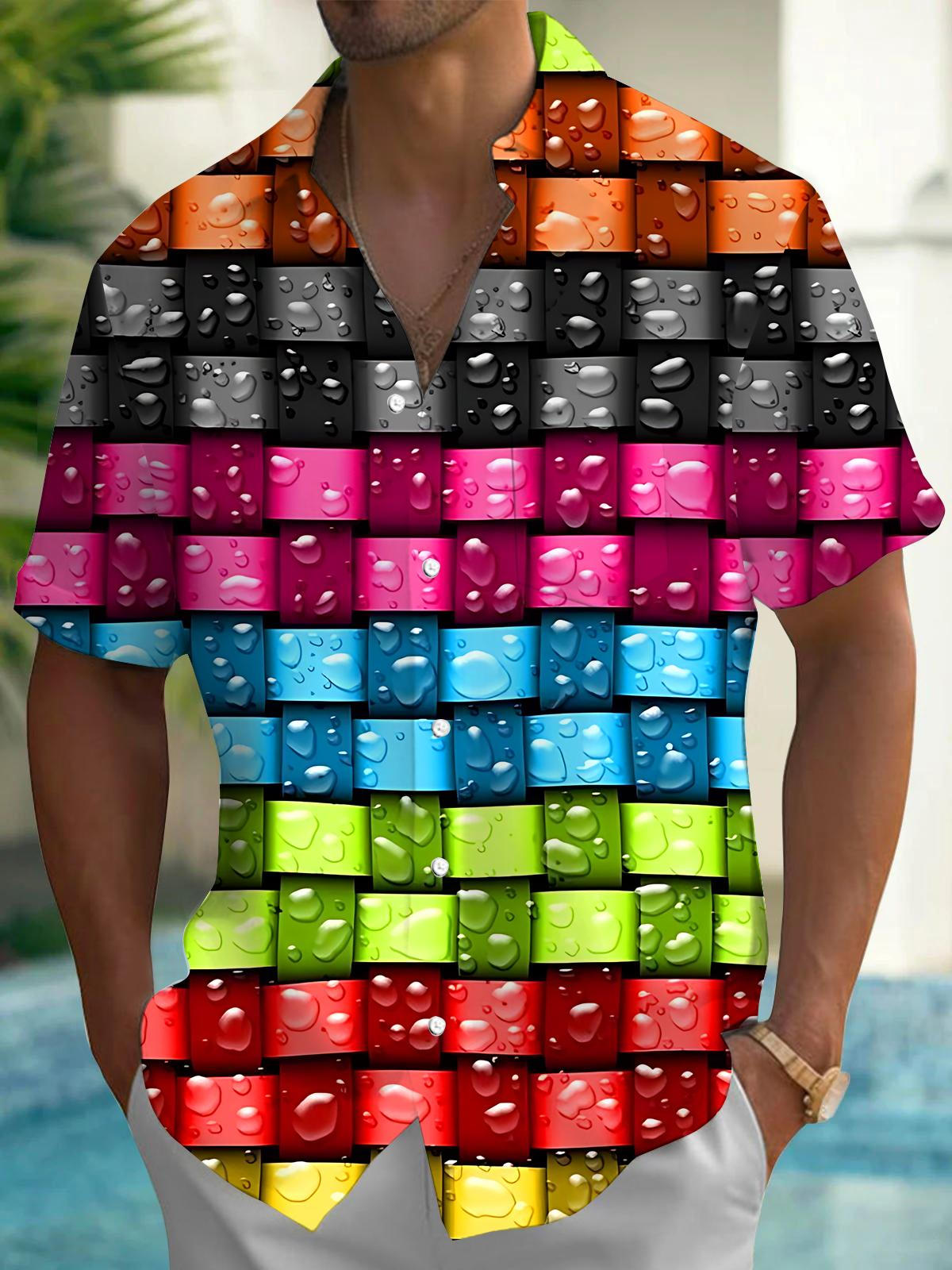 Geometric Print Men's Pocket Short Sleeve Shirts