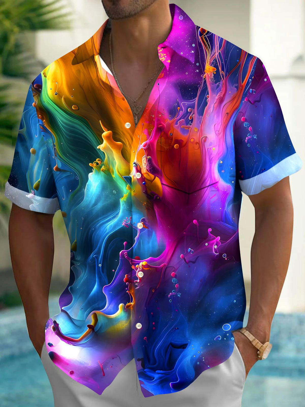 Tie Dye Men's Pocket Short Sleeve Shirts