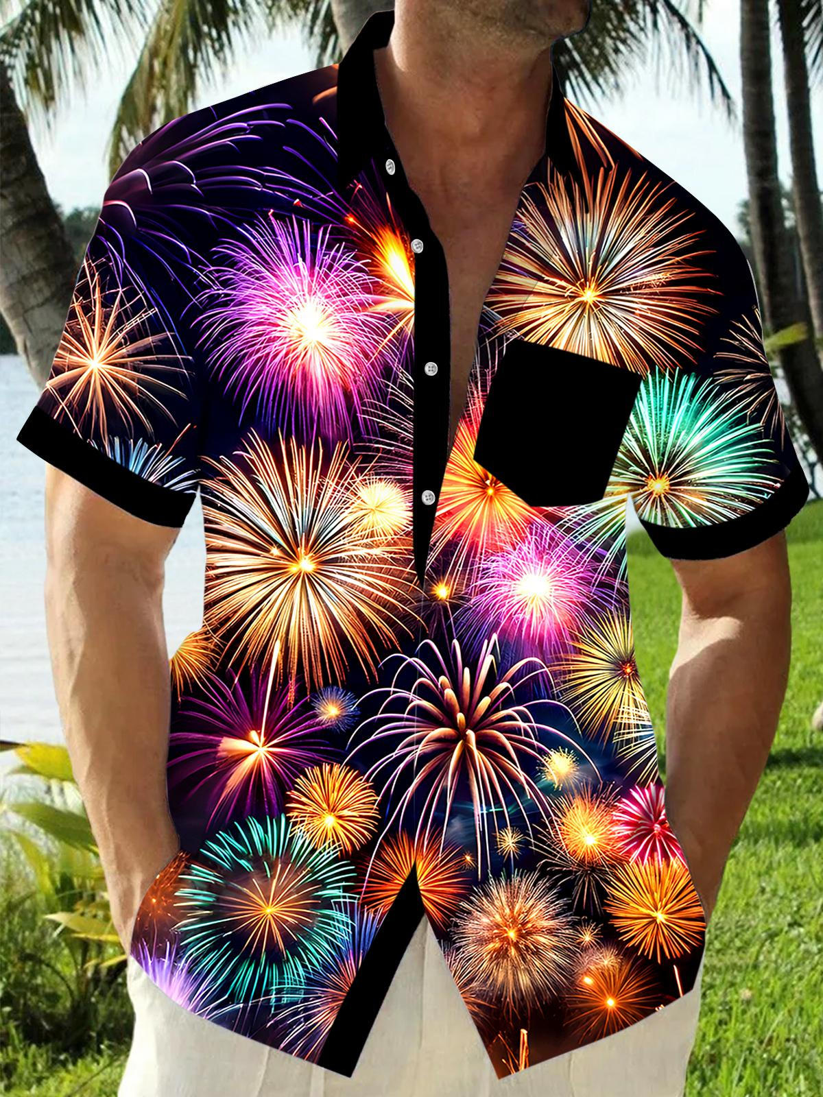 Fireworks Men's Pocket Short Sleeve Shirts