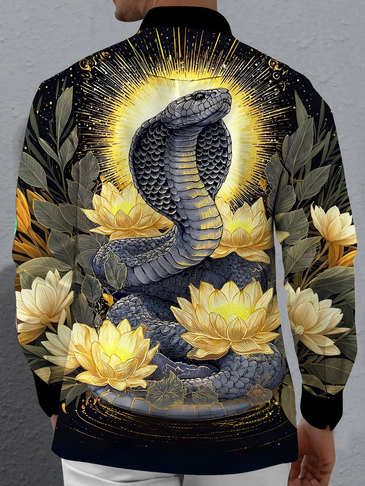 Snake Lotus Men's Pocket Long Sleeve Shirts