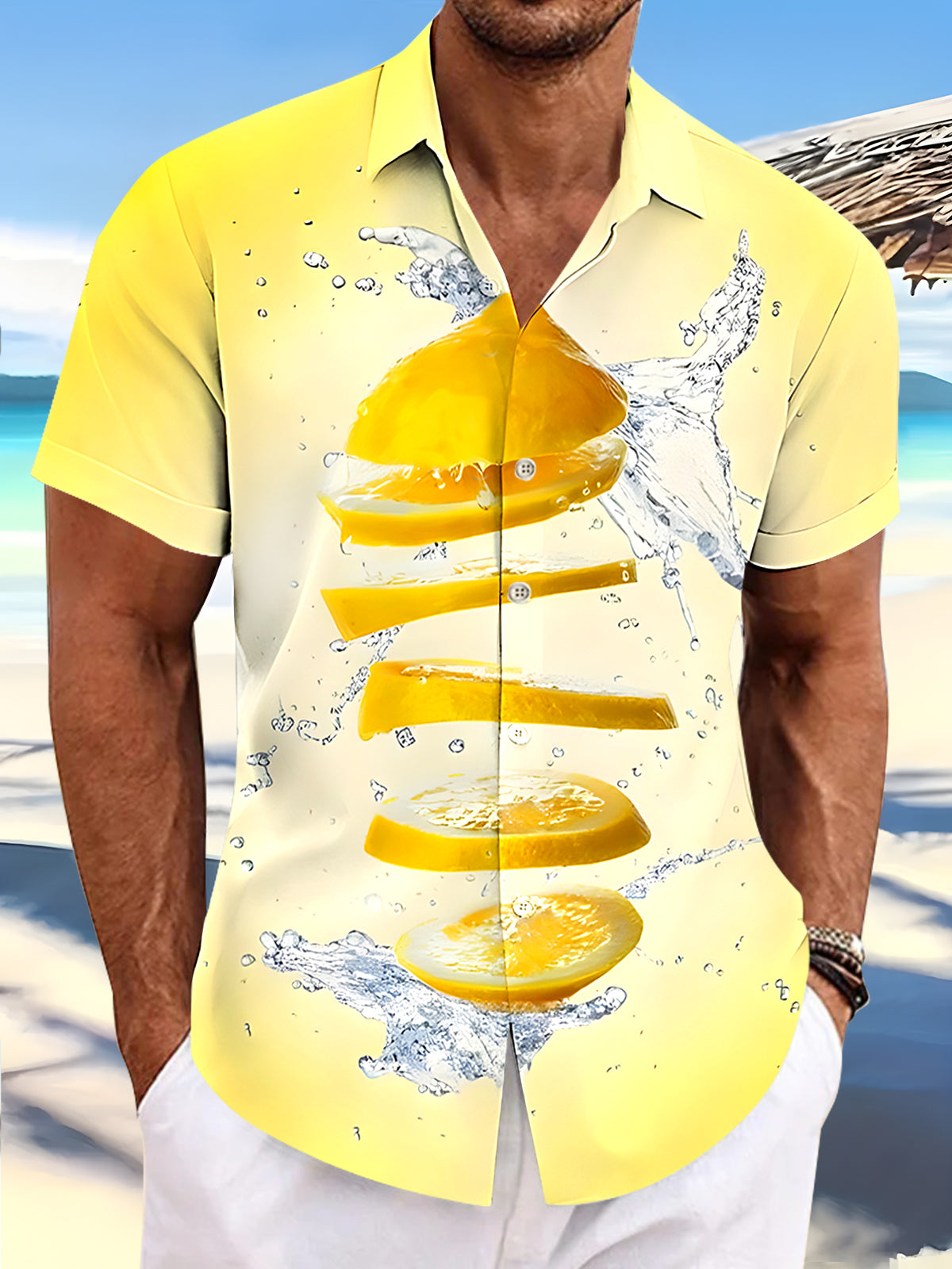 Lemon Men's Pocket Short Sleeve Shirts