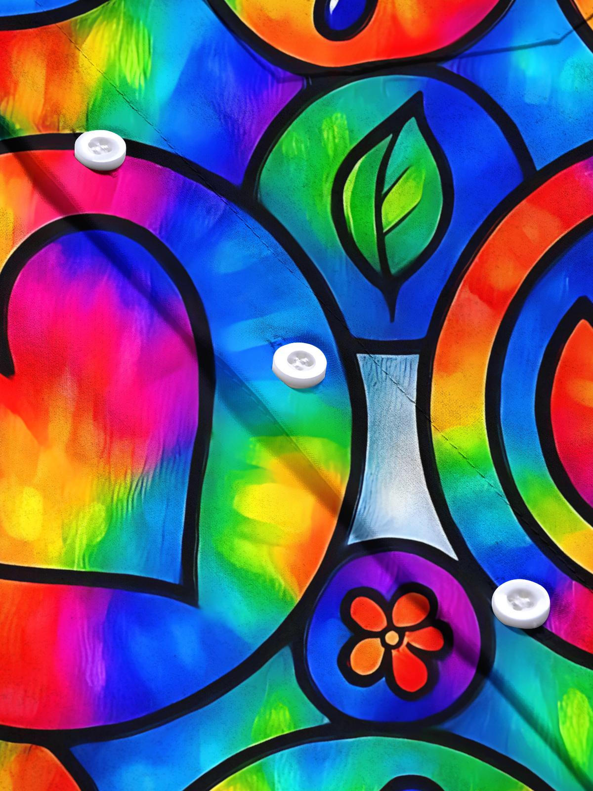 Hippie Art Print Men's Pocket Short Sleeve Shirts