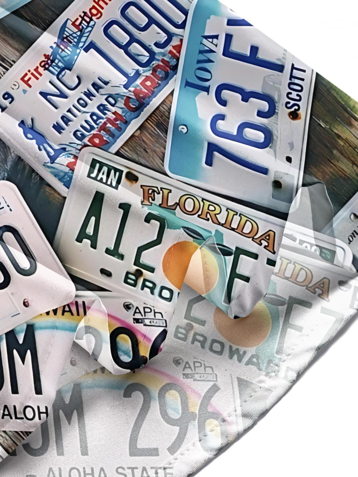 License Plate Print Men's Pocket Short Sleeve Shirts