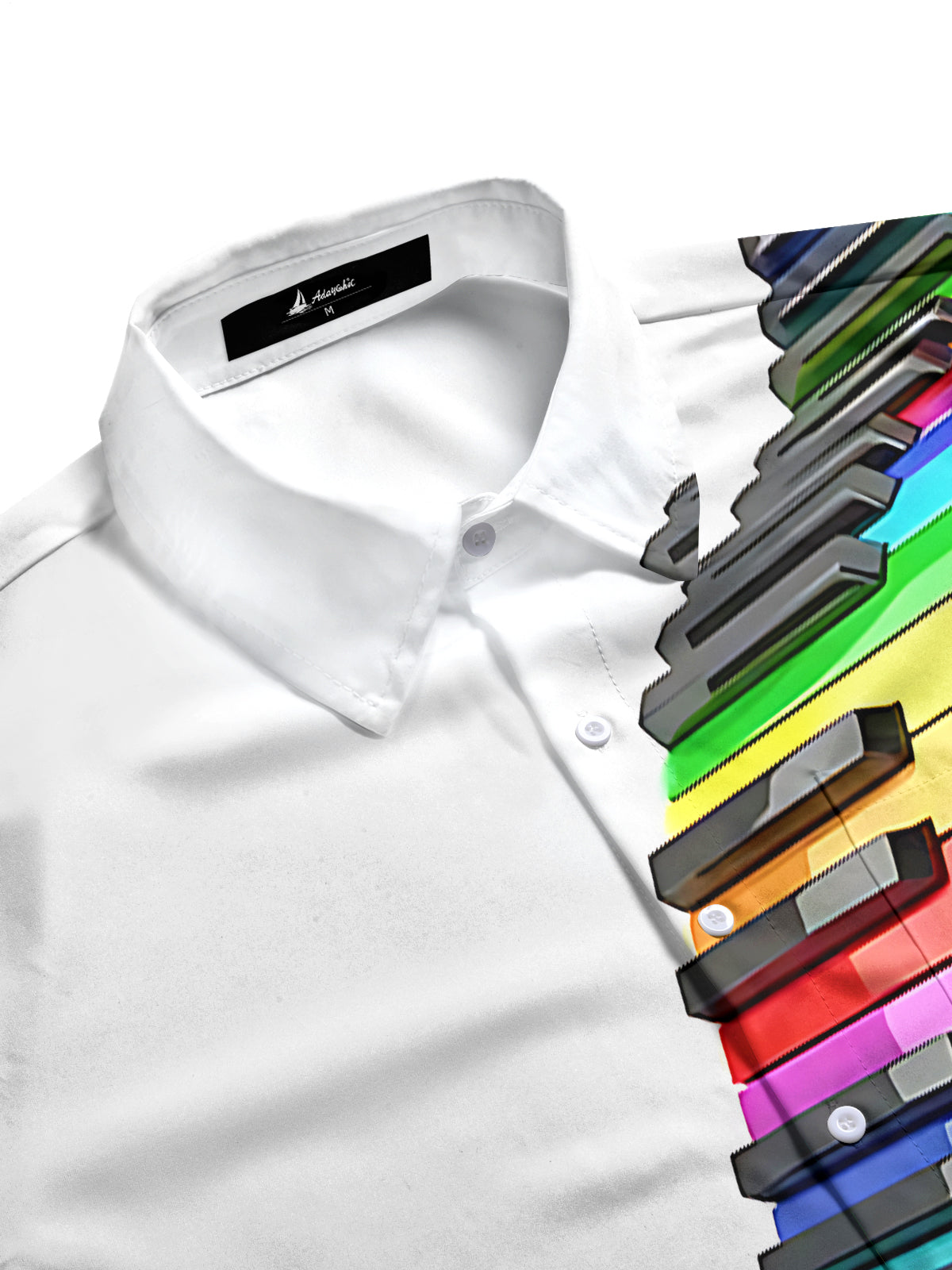 Piano Print Men's Pocket Short Sleeve Shirts