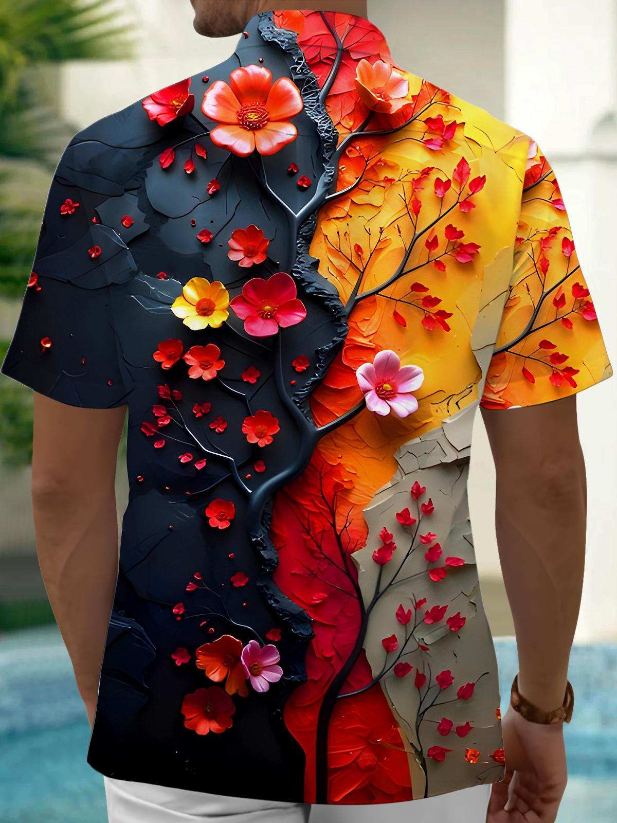 Floral Men's Pocket Short Sleeve Shirts