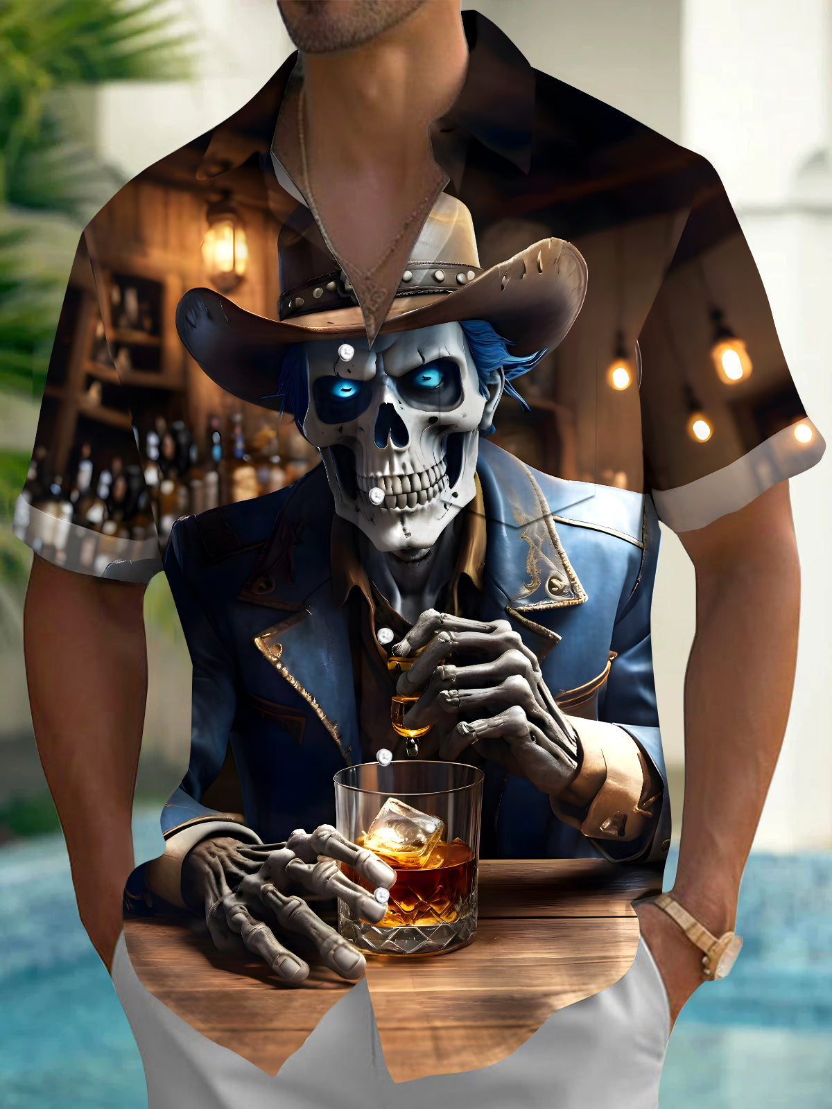 Skull Men's Pocket Short Sleeve Shirts