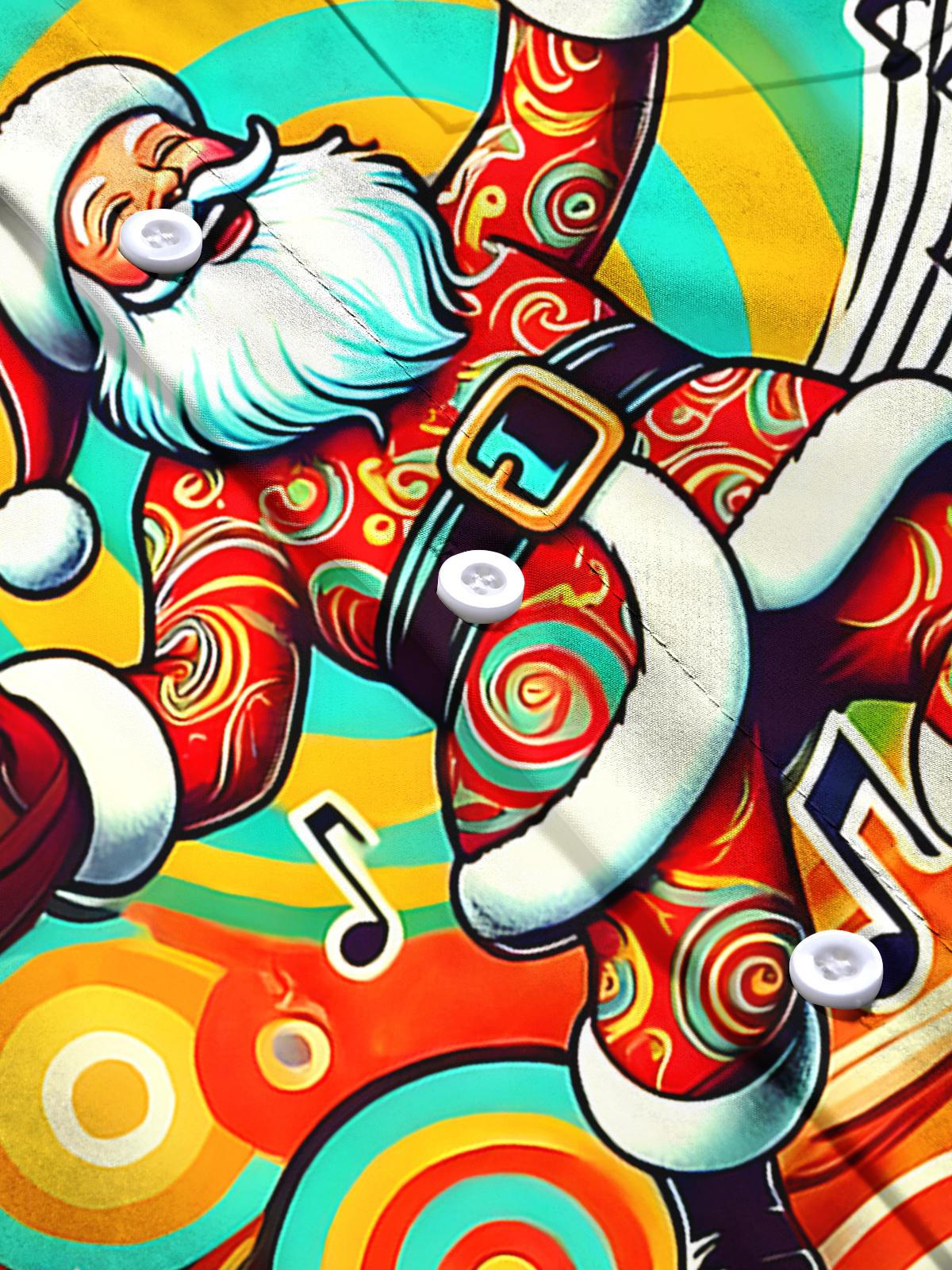 Santa Claus Sing Men's Pocket Short Sleeve Shirts