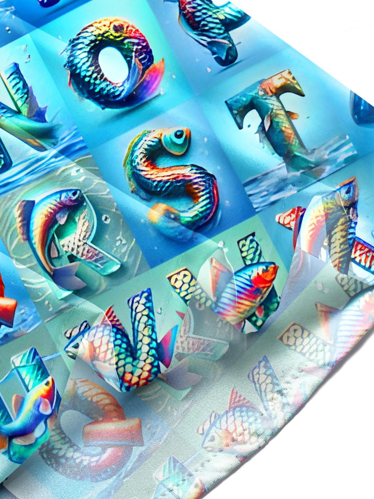 Funny Alphabet Fish Men's Pocket Short Sleeve Shirts