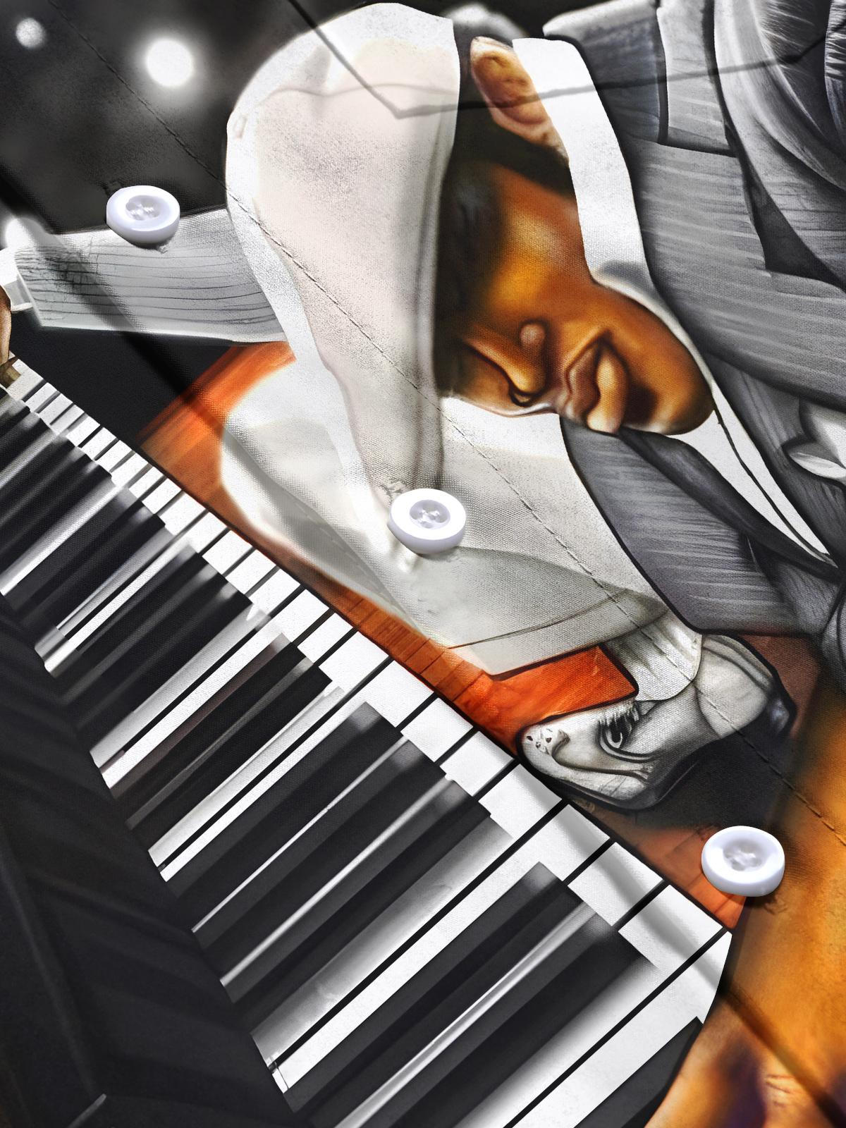 Piano Men's Pocket Long Sleeve Shirts