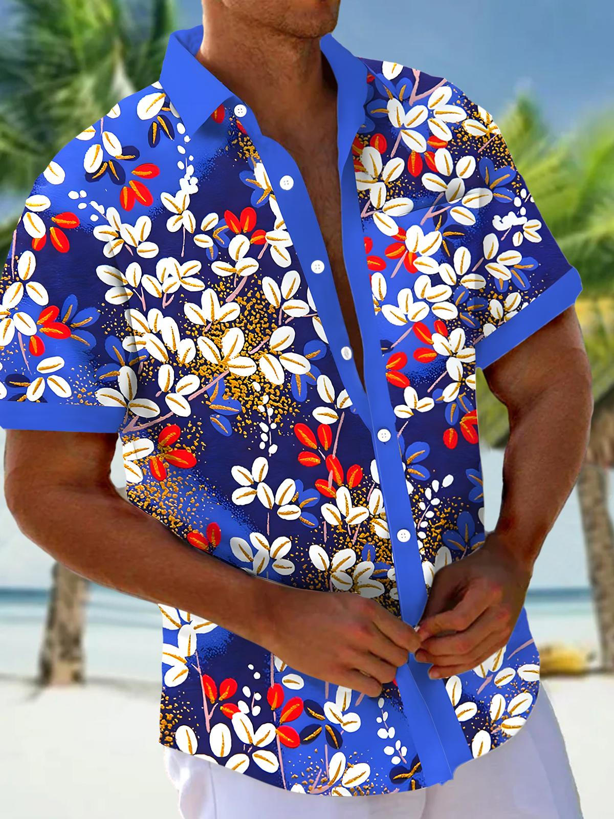 Floral Men's Pocket Short Sleeve Shirts