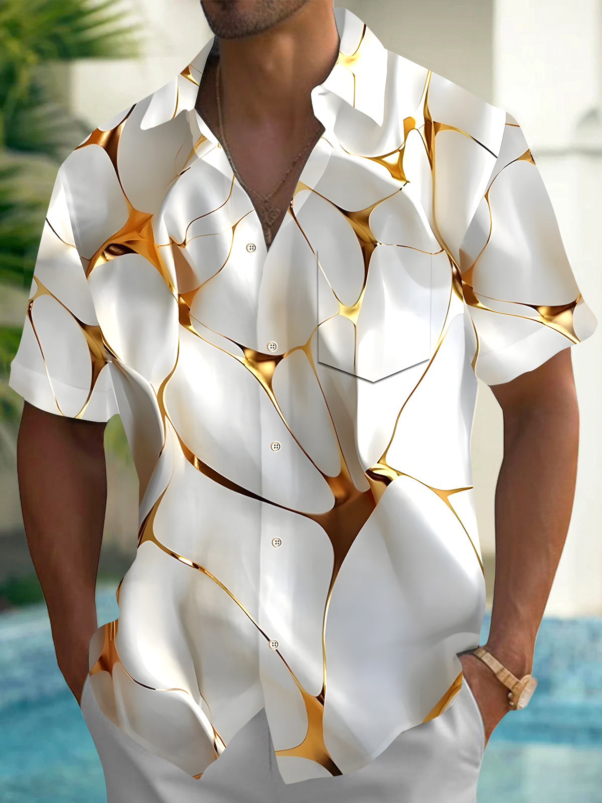 Abstract Men's Pocket Short Sleeve Shirts