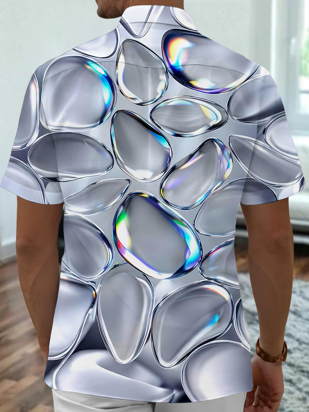 Water Drop Men's Pocket Short Sleeve Shirts