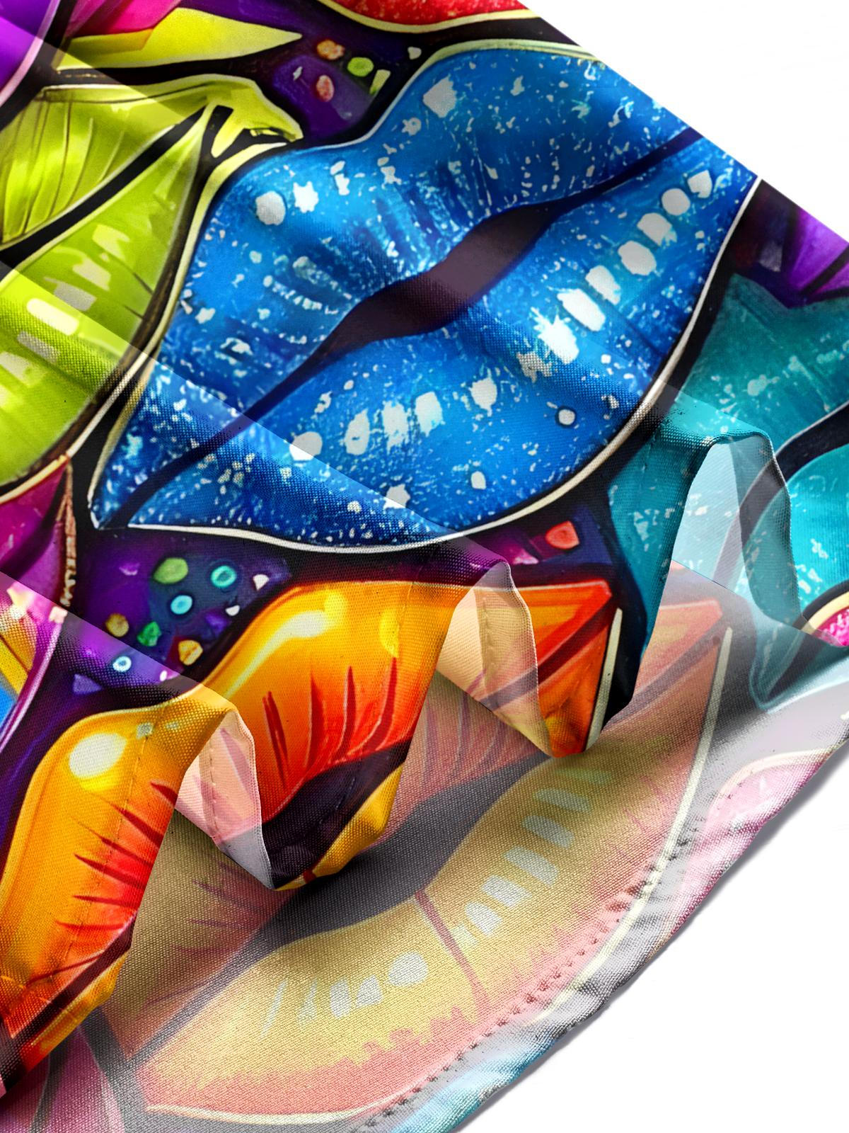 Lip Print Men's Pocket Short Sleeve Shirts