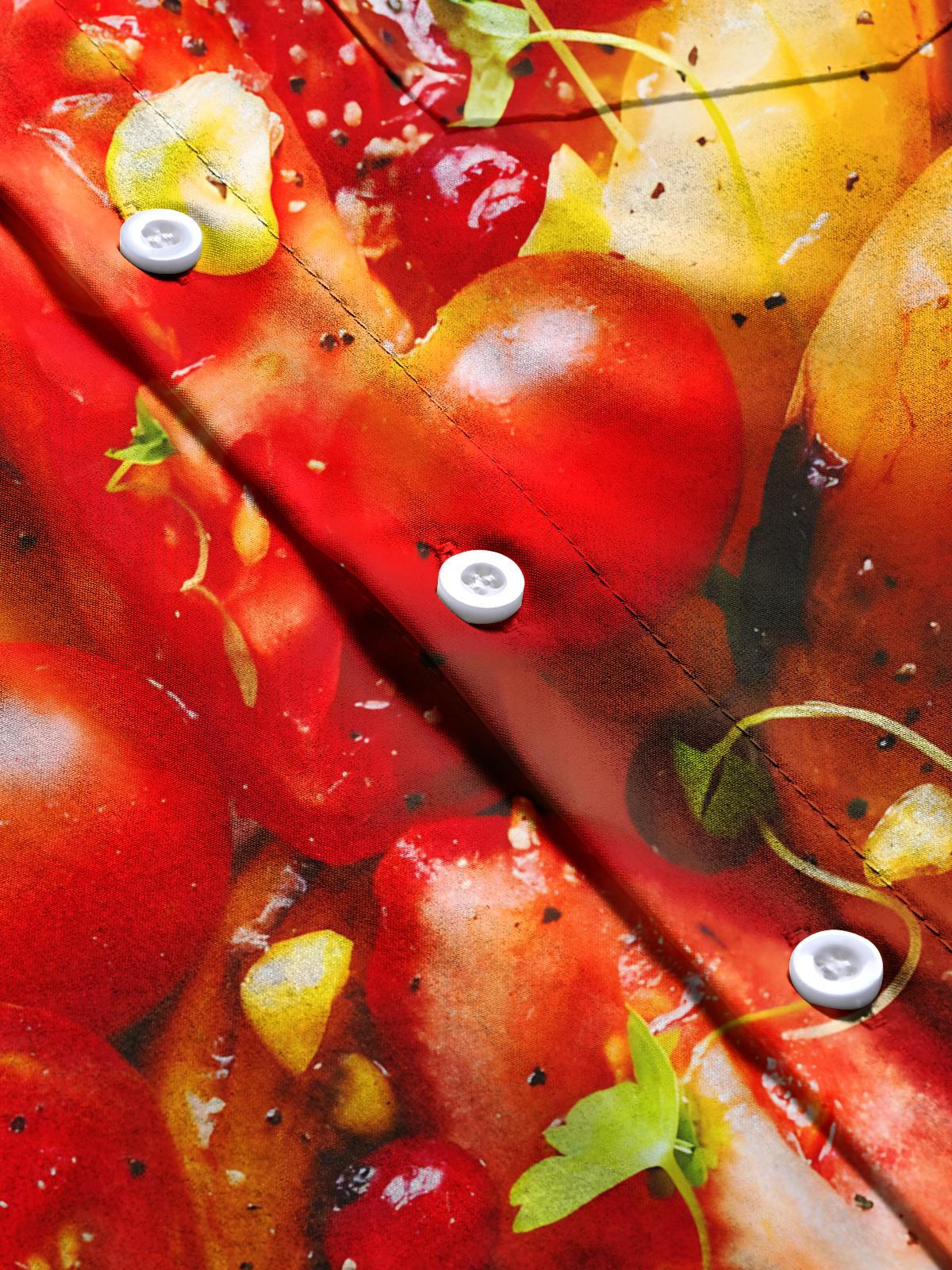 Salad Print Men's Pocket Short Sleeve Shirts