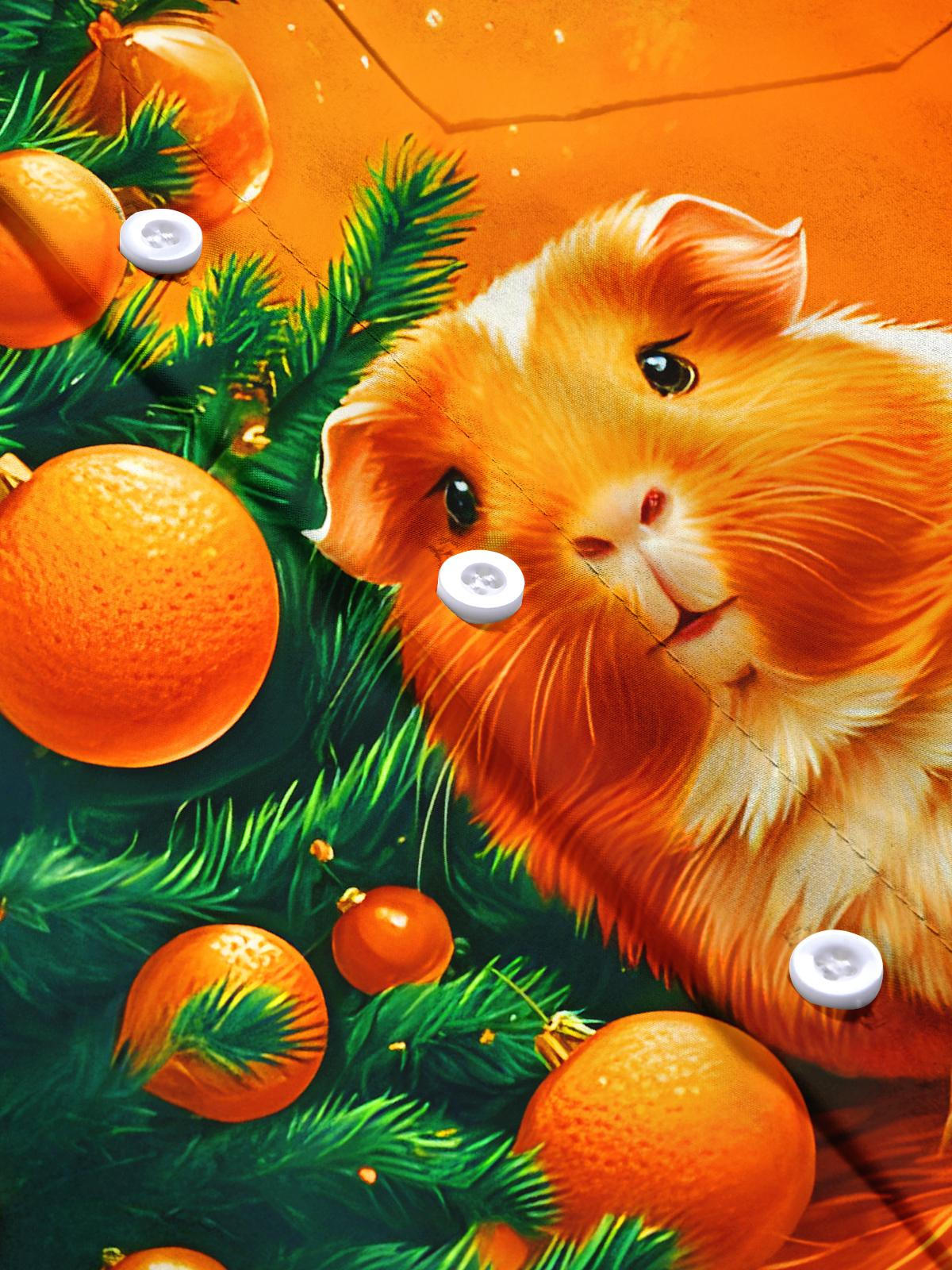 Fun Orange Guinea Pig Men's Pocket Short Sleeve Shirts