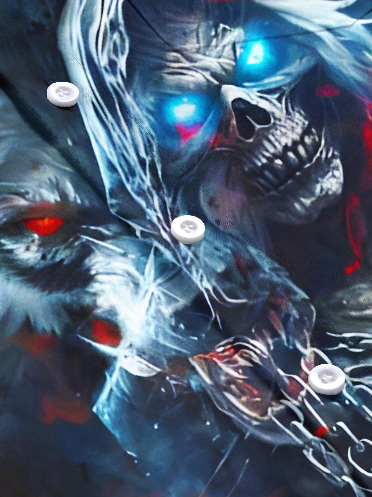 Dark Skull Wolf Men's Pocket Short Sleeve Shirts