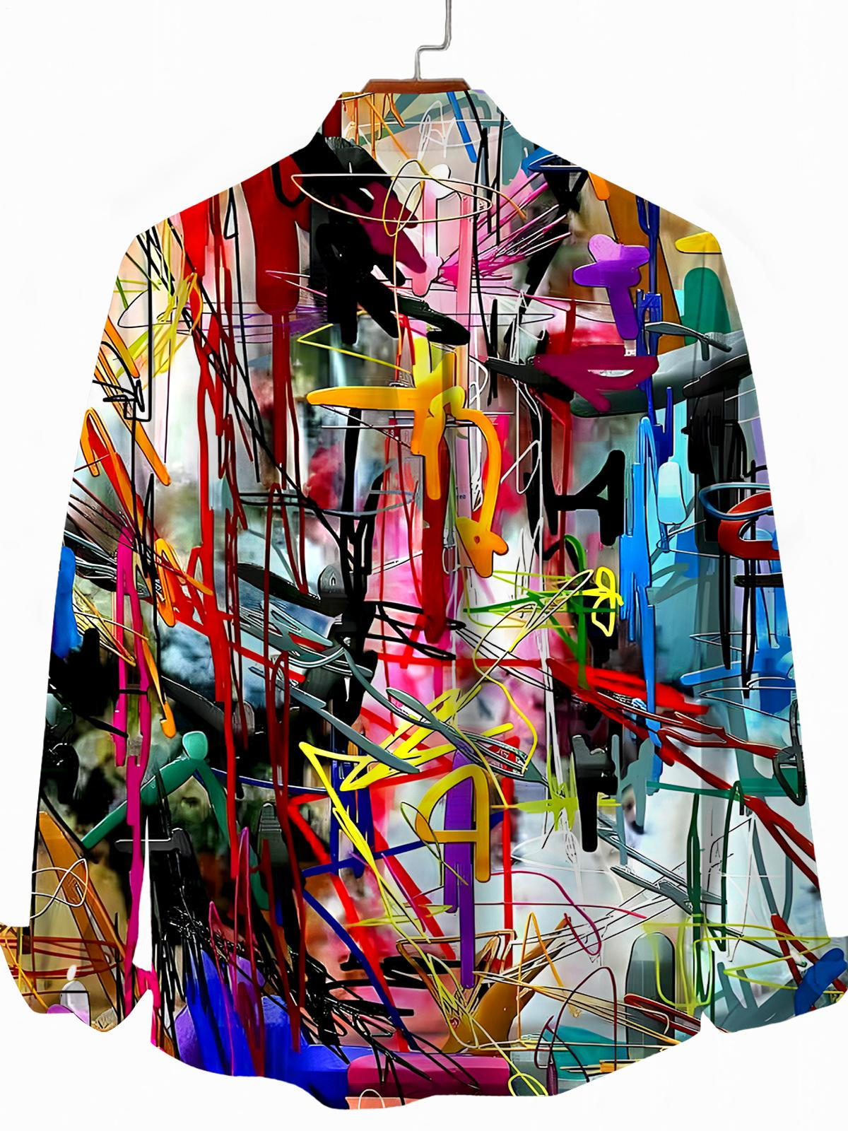 Tie Dye Men's Pocket Long Sleeve Shirts