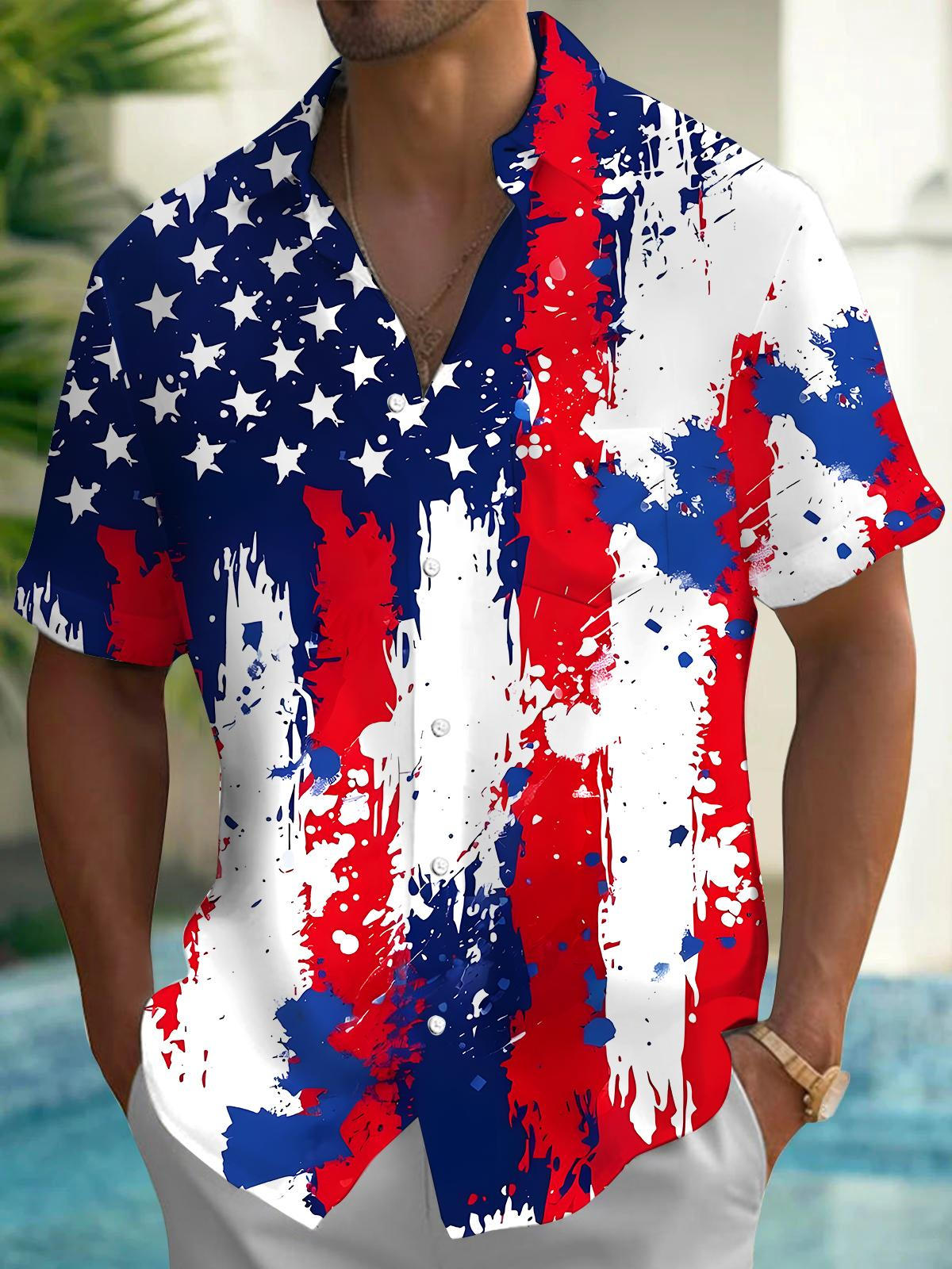 Independence Day Men's Pocket Short Sleeve Shirts