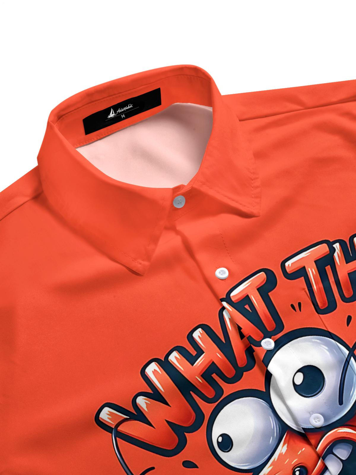 Funny Shrimp Print Men's Pocket Short Sleeve Shirts