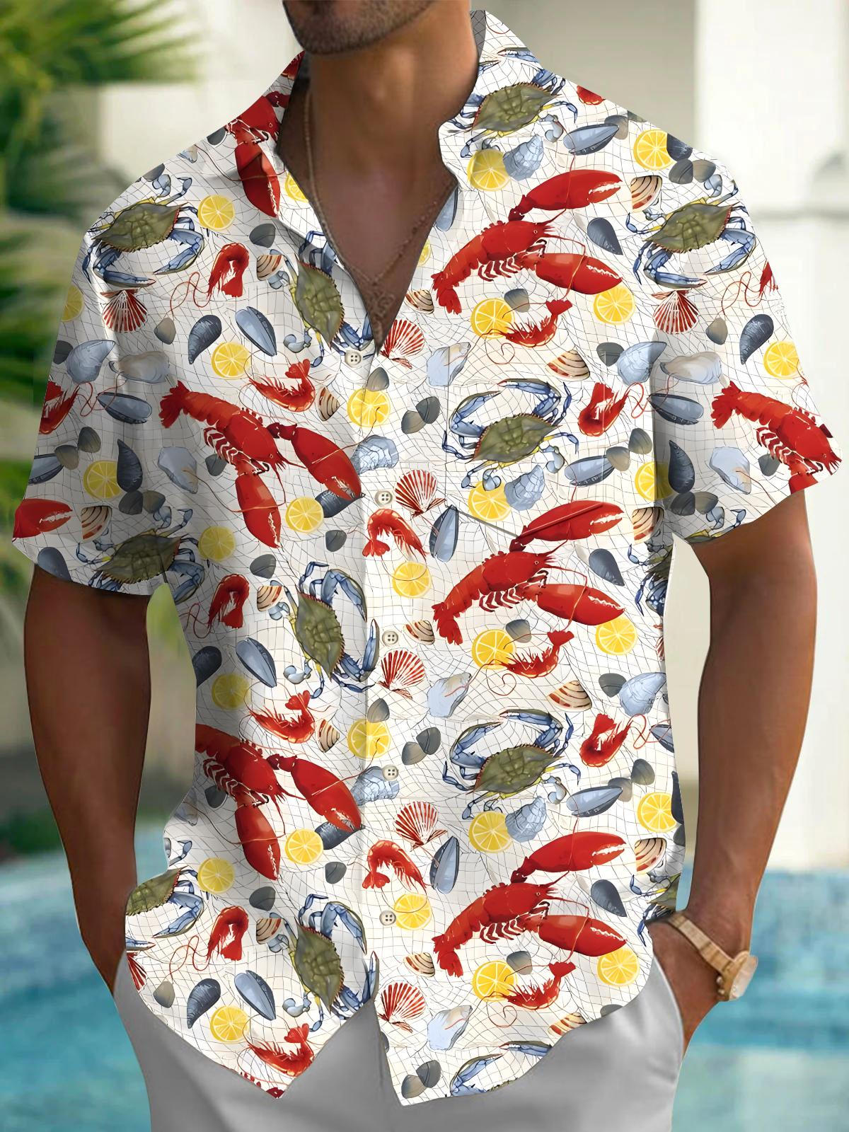 Seafood Men's Pocket Short Sleeve Shirts