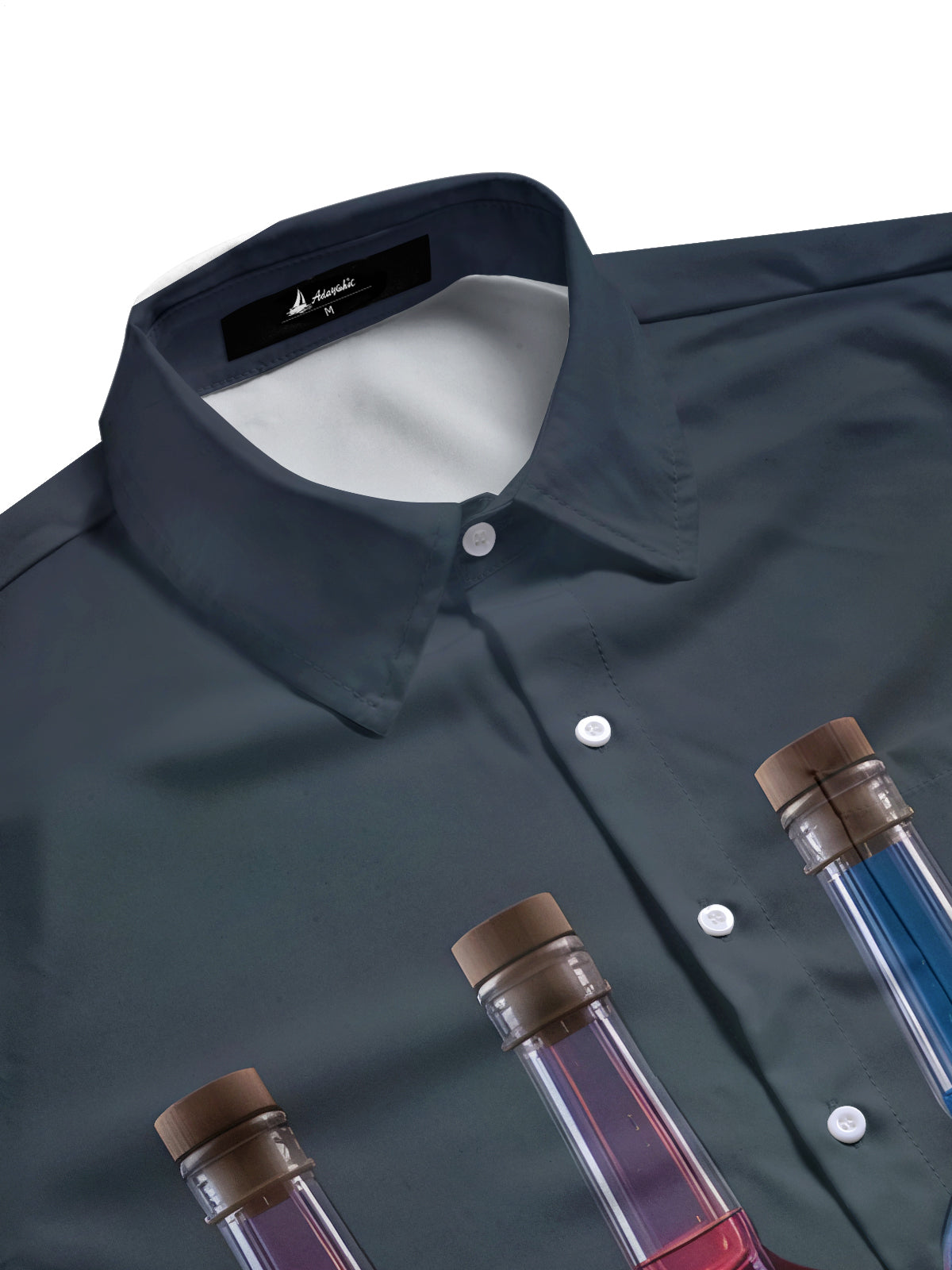 Bottle Place Famous Scenic Spot Men's Pocket Short Sleeve Shirts