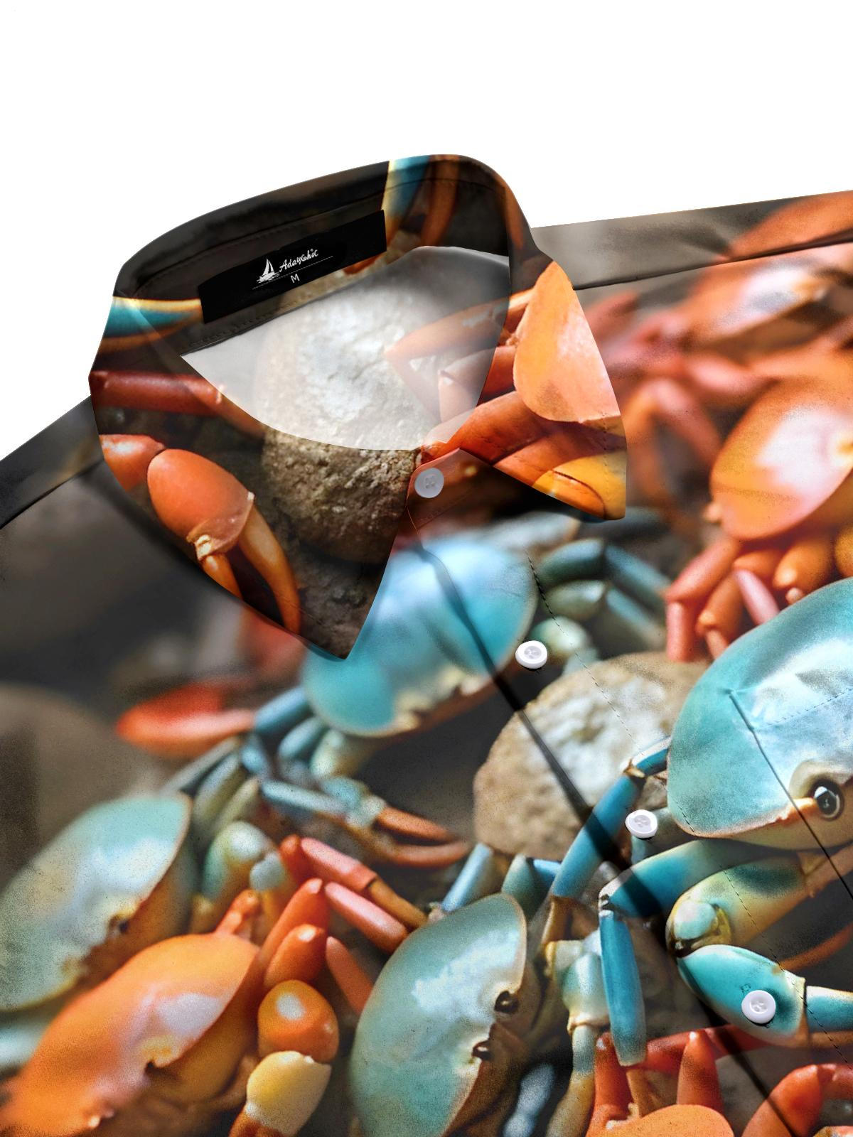Seafood Crab Men's Pocket Short Sleeve Shirts
