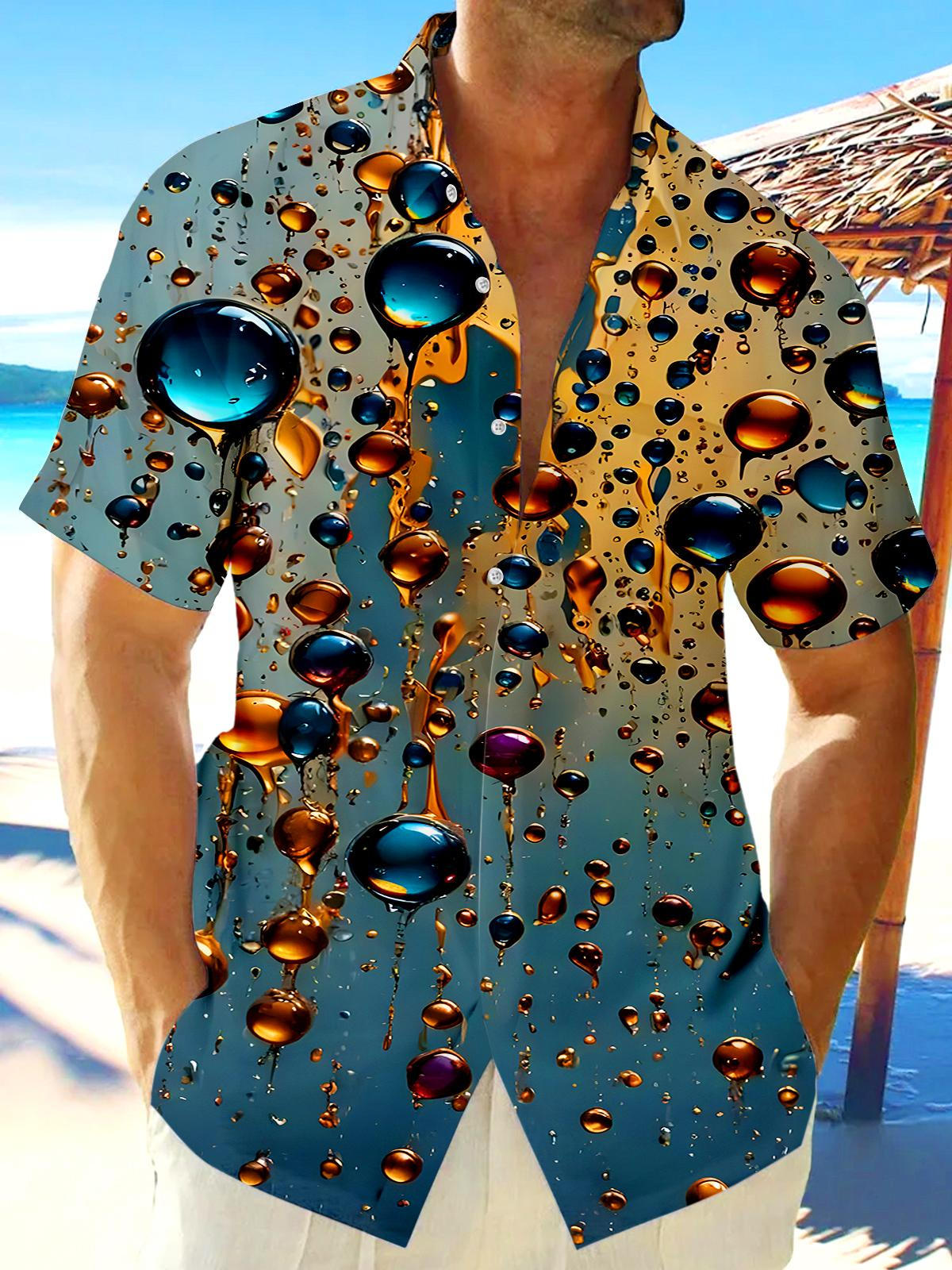 Water Drops Men's Pocket Short Sleeve Shirts