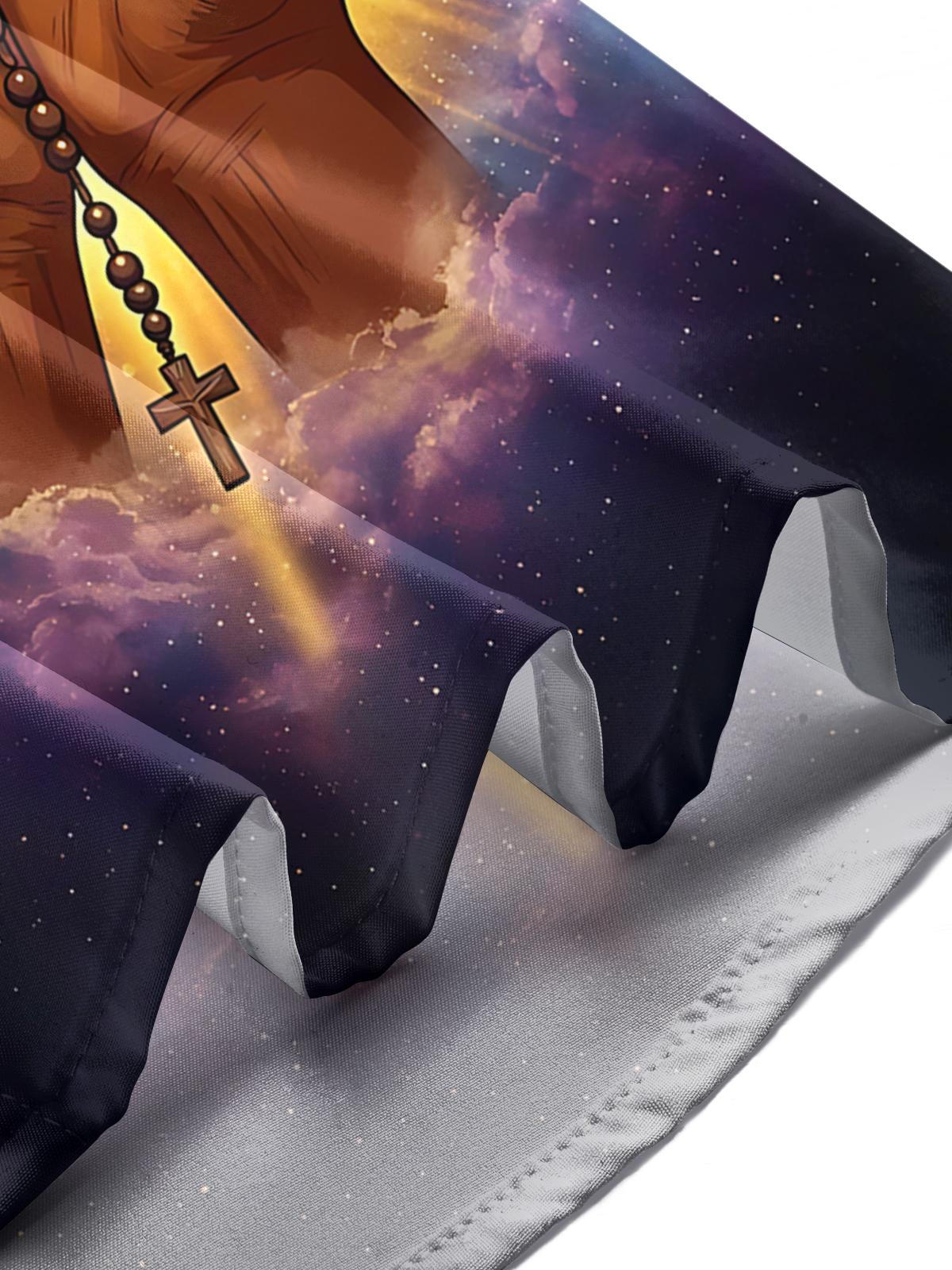 Christian Cross Print Men's Pocket Long Sleeve Shirts