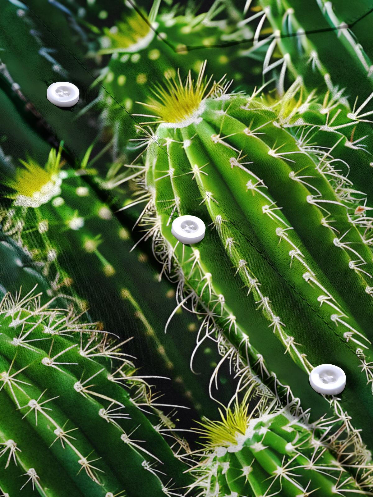 Cactus Print Men's Pocket Short Sleeve Shirts