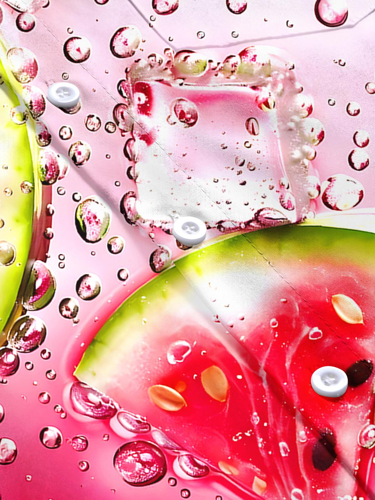 Hawaiian Watermelon Ice Men's Pocket Short Sleeve Shirts