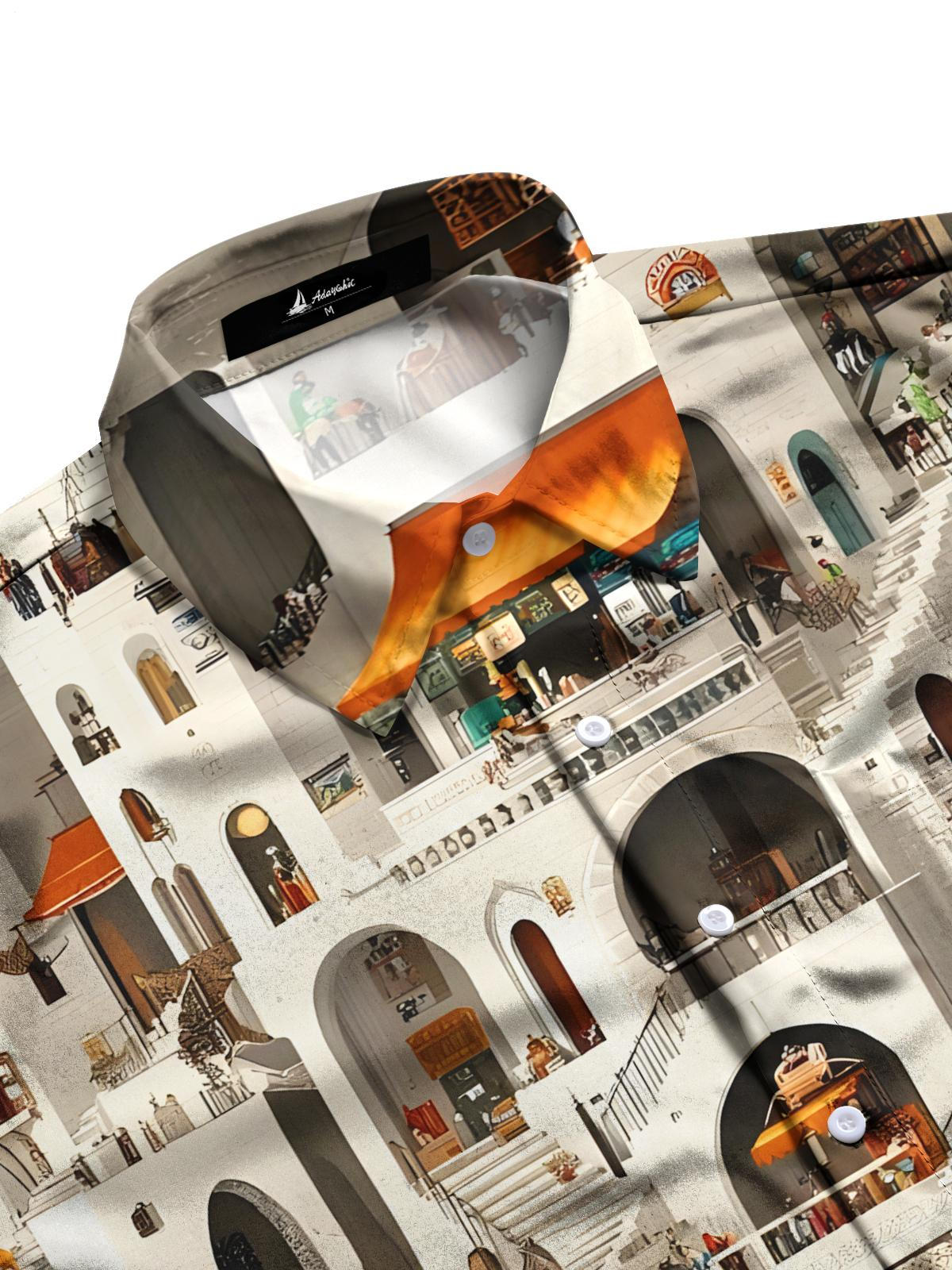 Building Print Men's Pocket Short Sleeve Shirts