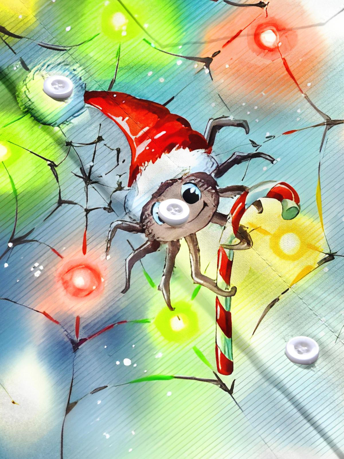 Fun Christmas Lights Spider Xmas Men's Pocket Short Sleeve Shirts