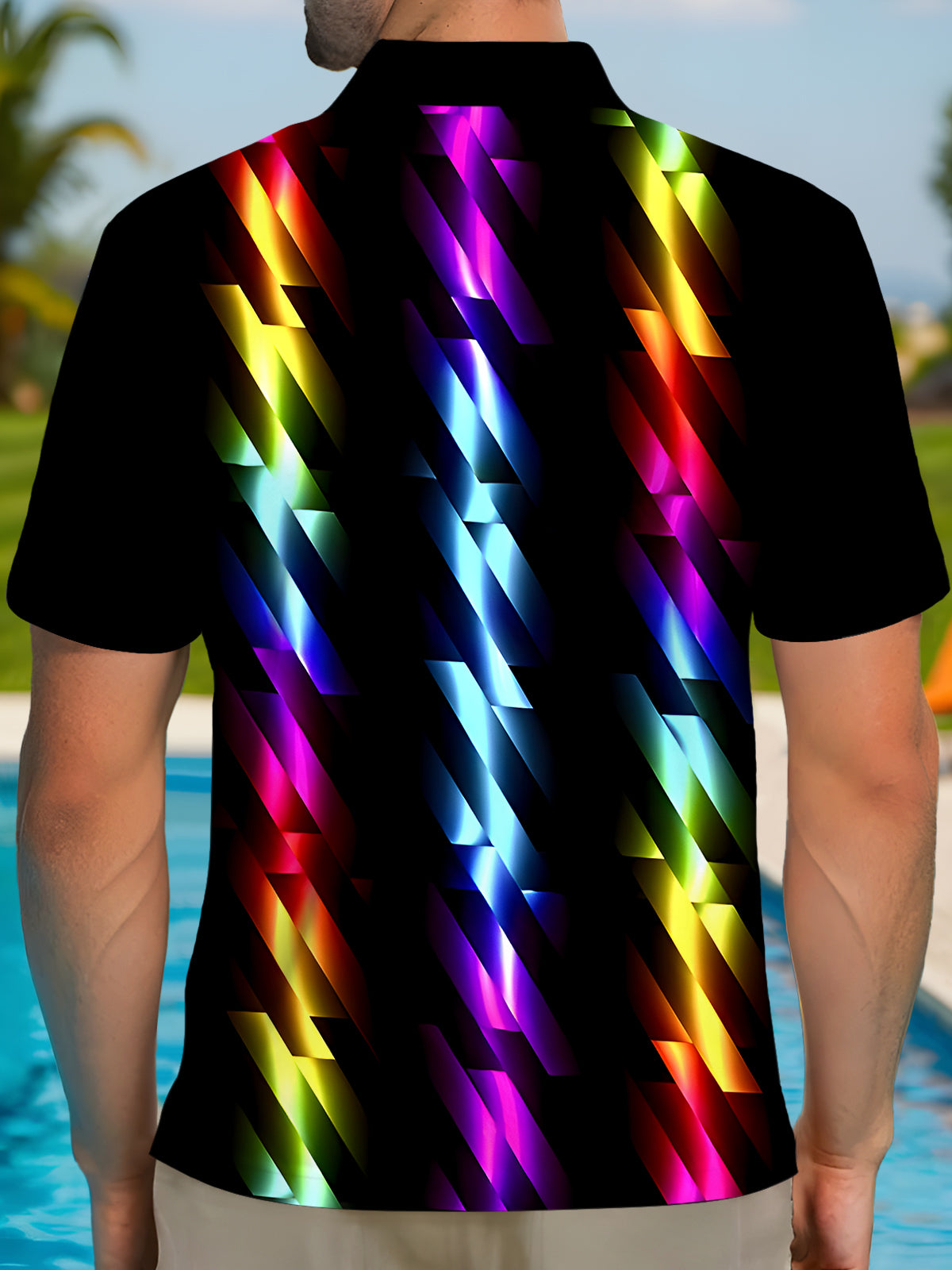 Tie Dye Men's Short Sleeve Button Polo Shirt