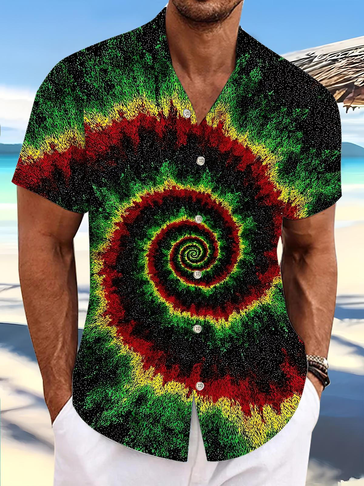 Abstract Print Men's Pocket Short Sleeve Shirts