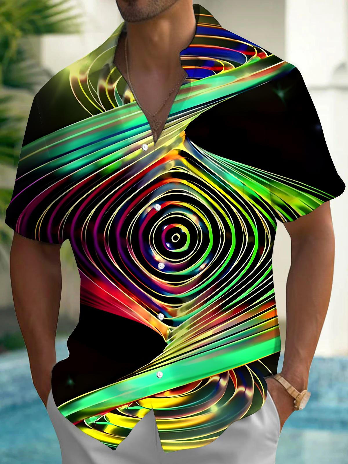 Abstract Men's Pocket Short Sleeve Shirts